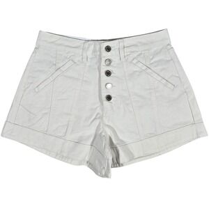 WeWoreWhat Seamed Short High Rise Twill Denim White Button Fly WWDB99-1 Size 26